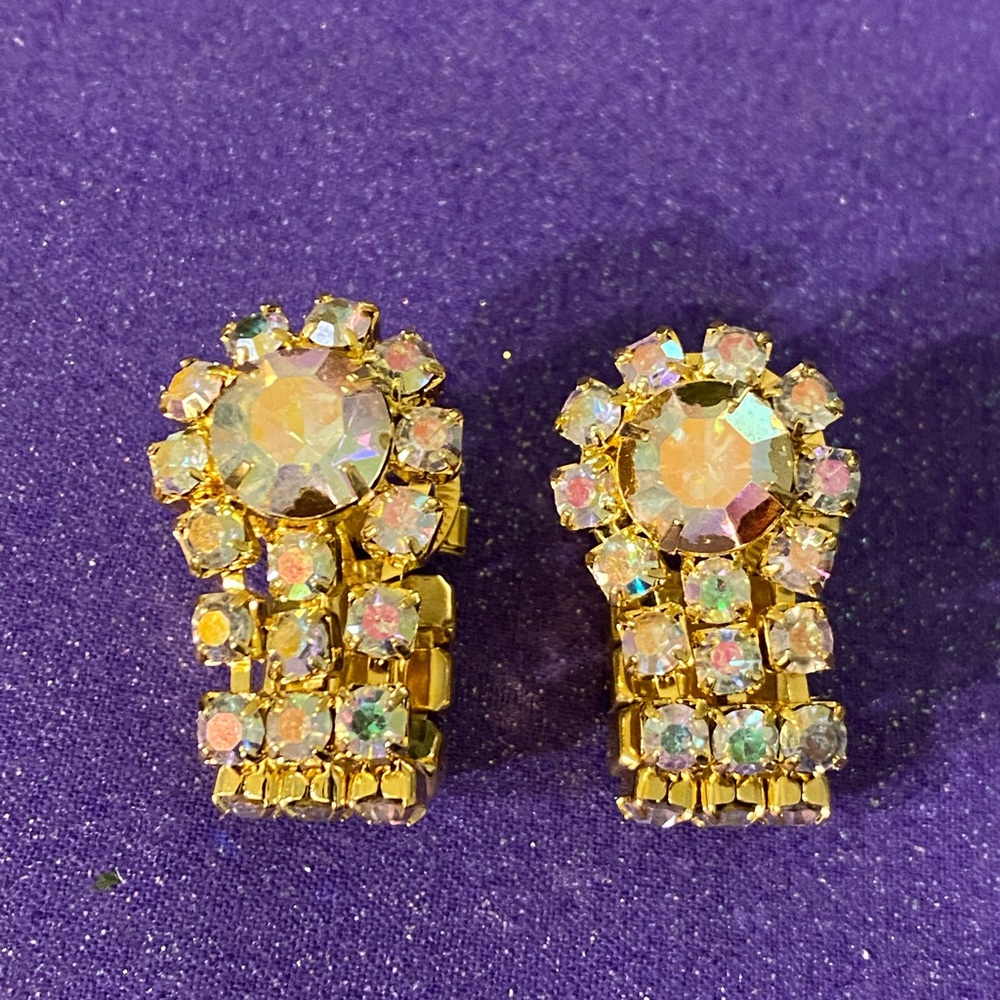 Vtg Wrap Cuff Links‎ AB Rhinestones